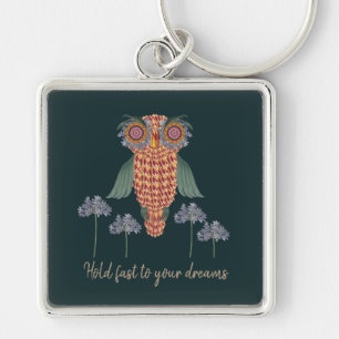 The Owl of wisdom and flowers Key Ring