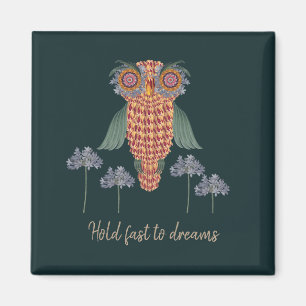 The Owl of wisdom and flowers Magnet