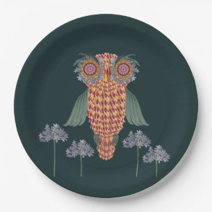 The Owl of wisdom and flowers Paper Plate