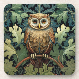 The owl on an oak tree coaster