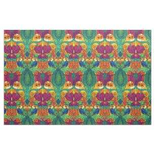 The Owl Retro Art Nouveau Pattern by Voysey Fabric
