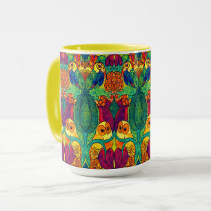 The Owl Retro Art Nouveau Pattern by Voysey Mug