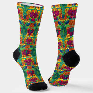 The Owl Retro Art Nouveau Pattern by Voysey Socks