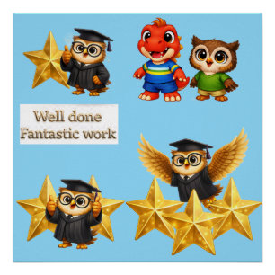 The owl star series collection well done achieveme poster