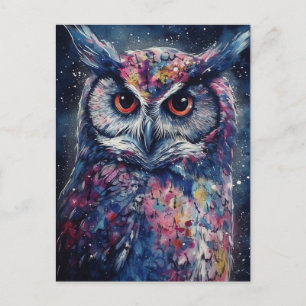 The Owl Watercolor Paint Splatters Postcard