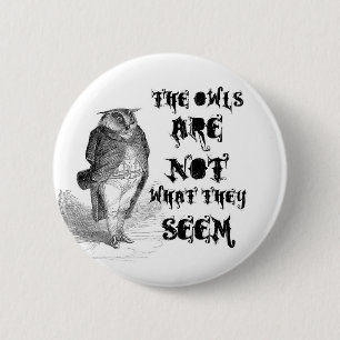 The owls are NOT what they seem. 6 Cm Round Badge