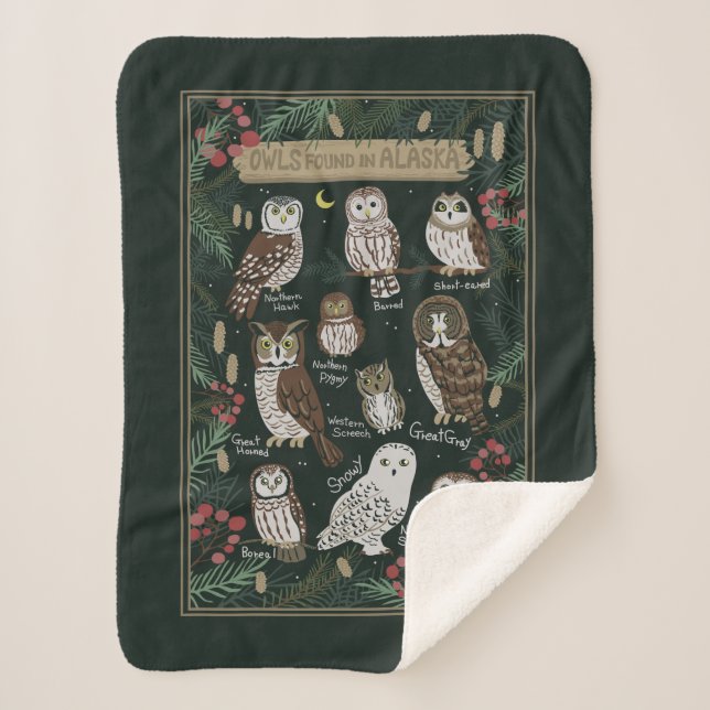 The Owls Found in Alaska Sherpa Blanket (Front)
