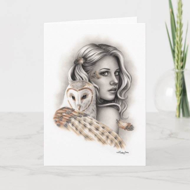 The Owls Girl Greeting Card (Front)