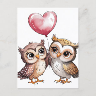 The Owls with a heart balloon Postcard