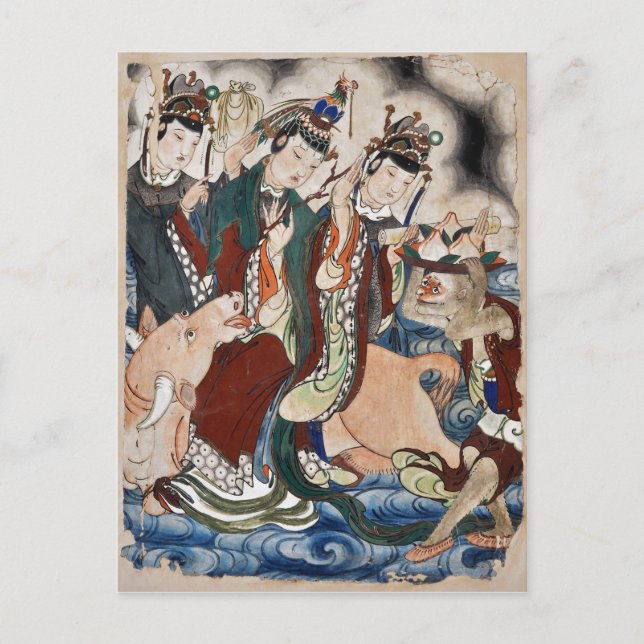 The Ox Figure of the Chinese Zodiac Wall Painting Postcard (Front)