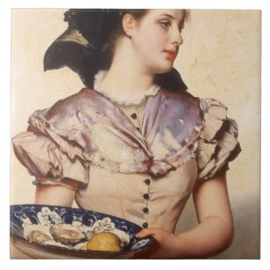The Oyster Girl (by Karl Gussow) Ceramic Tile