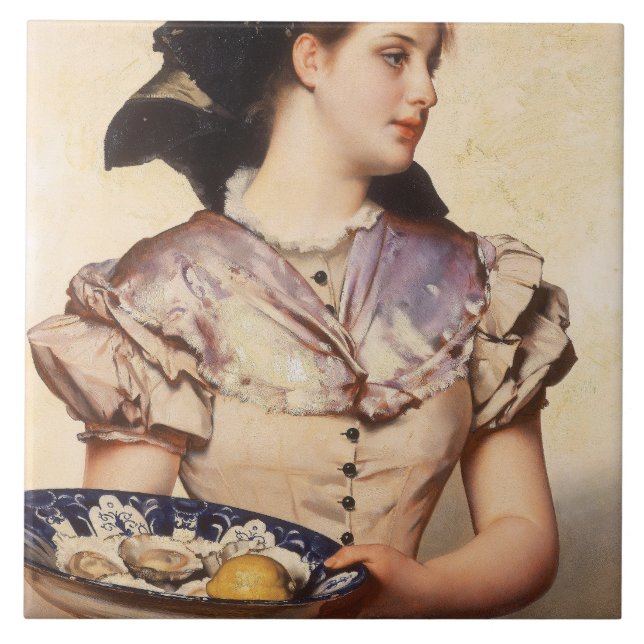 The Oyster Girl (by Karl Gussow) Ceramic Tile (Front)