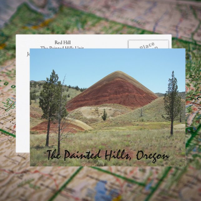 The Painted Hills, Oregon Travel Photo Postcard (In Situ Map)