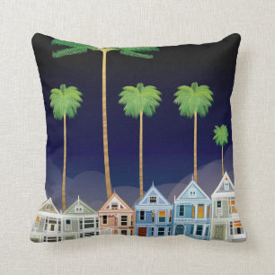 The Painted Ladies at Night San Francisco Cushion