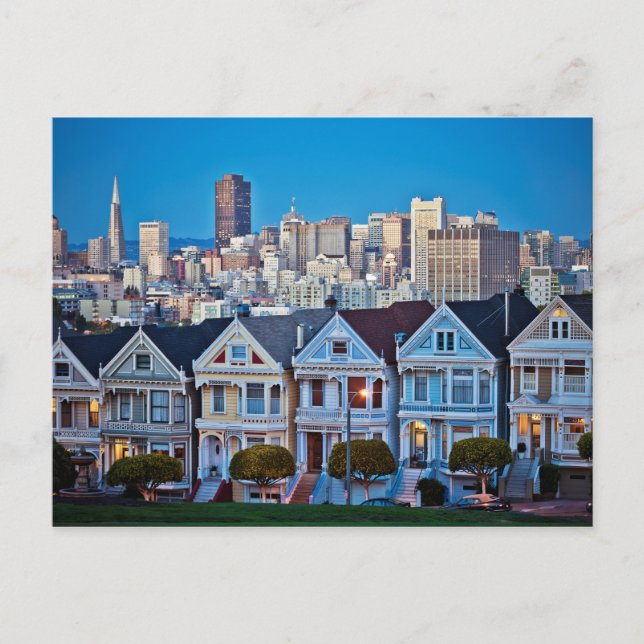 The Painted Ladies & Skyline | San Francisco, CA Postcard (Front)