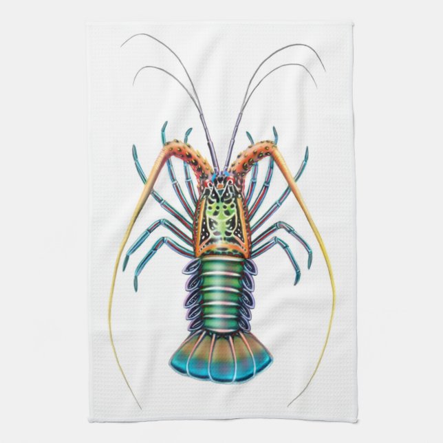 The Painted Spiny Lobster Kitchen Towel (Vertical)