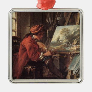 The Painter in His Studio (by François Boucher) Metal Ornament