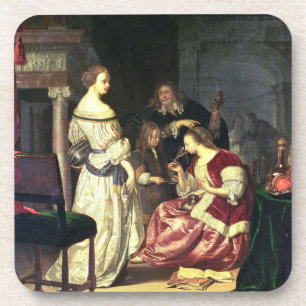 The Painter with his Family, 1675 (oil on panel) Coaster