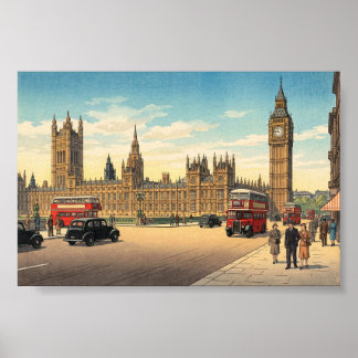 The Palace of Westminster Japanese Woodblock Print