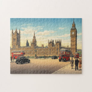 The Palace of Westminster Japanese Woodblock Print Jigsaw Puzzle