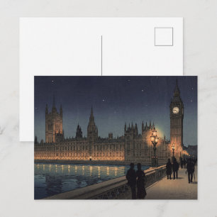 The Palace of Westminster Japanese Woodblock Print Postcard