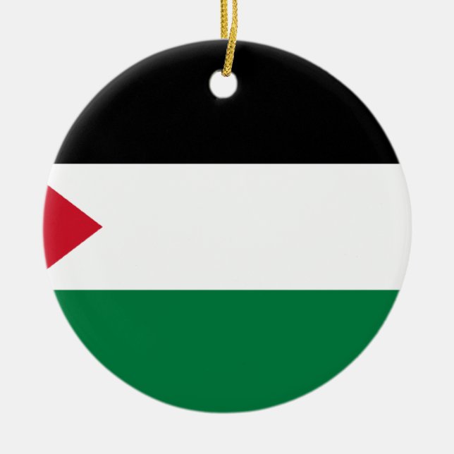 The Palestinian flag (علم فلسطين‎) Ceramic Tree Decoration (Front)