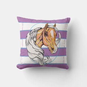 The Palomino (purple, blue & white stripes) Cushion