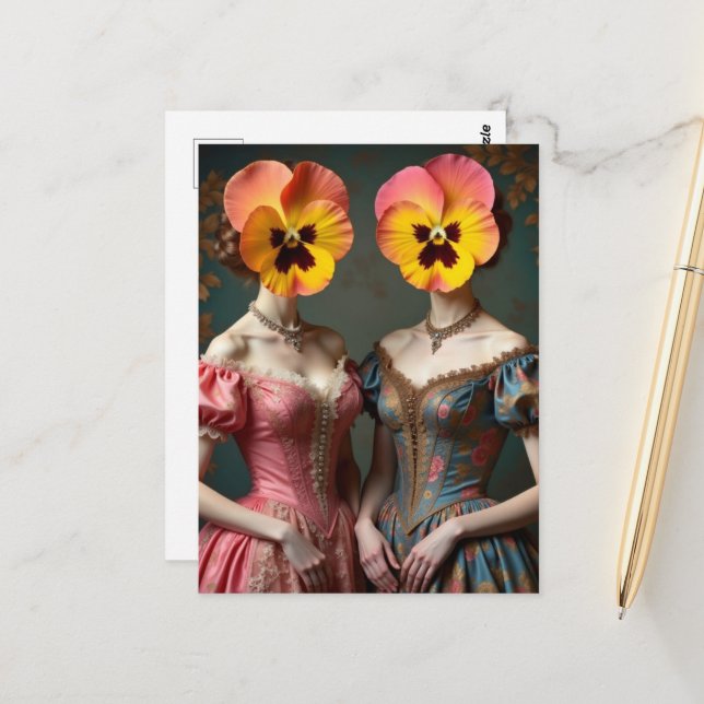 The Pansy Head Women Postcard (Front/Back In Situ)