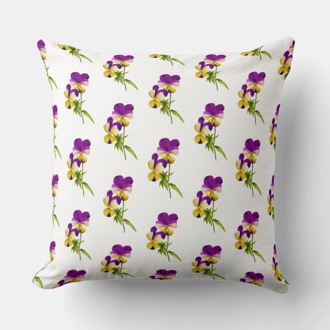 'The Pansy Party' on a Throw Pillow (I) (Front)