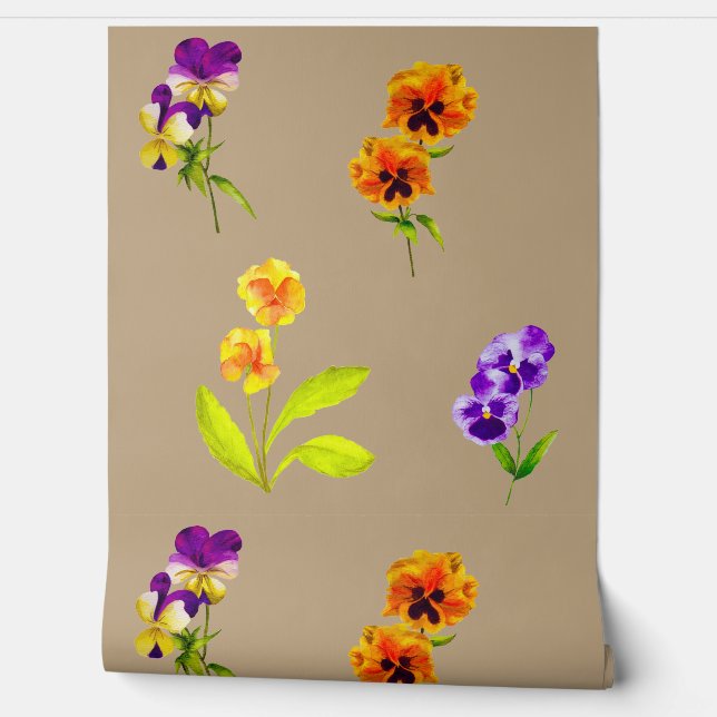 'The Pansy Party' on a  Wallpaper (Unrolling)