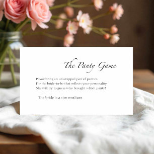 The Panty Game   Black & White Bridal Shower Enclosure Card