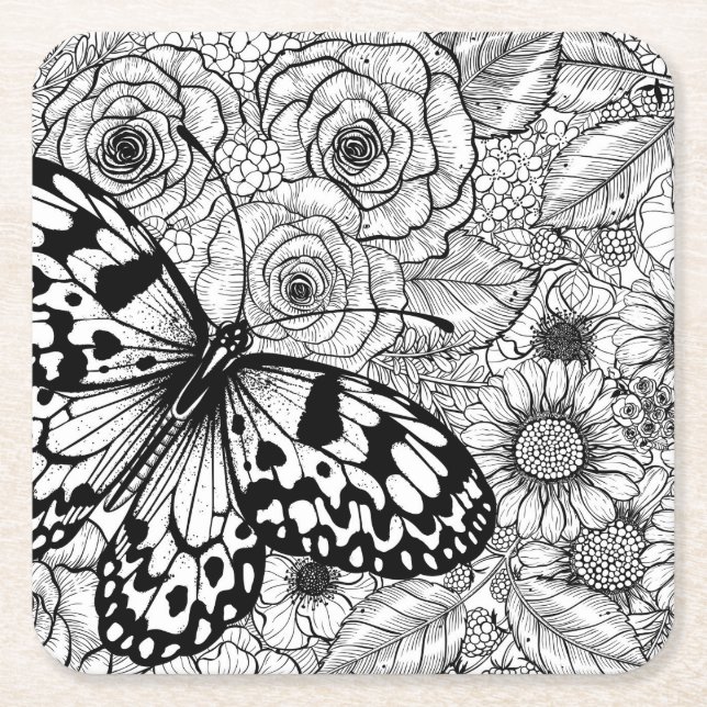 The paper kite garden square paper coaster (Front)