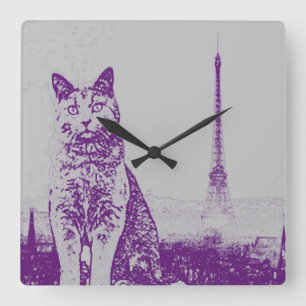 The Paris Chartreux Cat Square Wall Clock