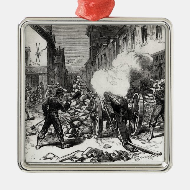 The Paris Commune: A Barricade at Issy Metal Tree Decoration (Front)