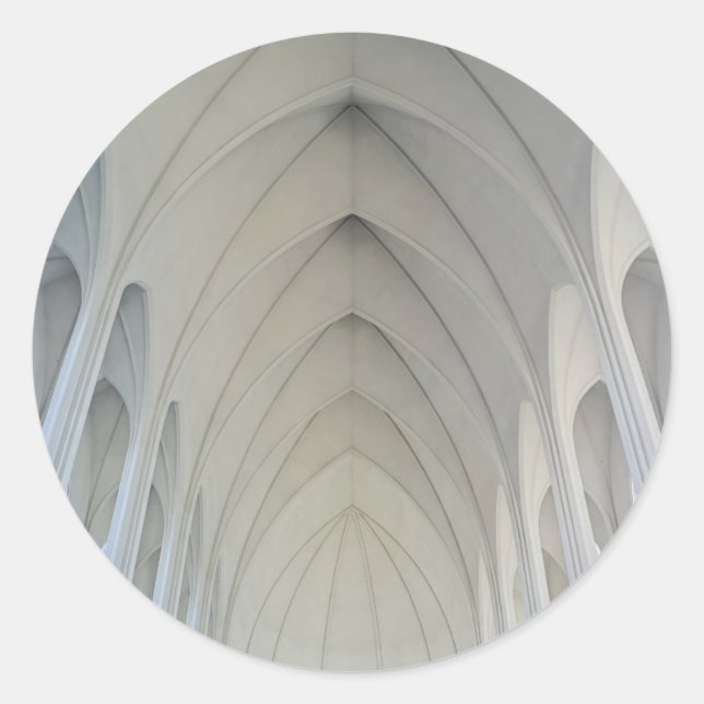 The parish church and landmarks of Reykjavik Classic Round Sticker (Front)