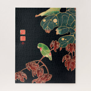The Paroquet Colourful Bird Japanese illustration Jigsaw Puzzle