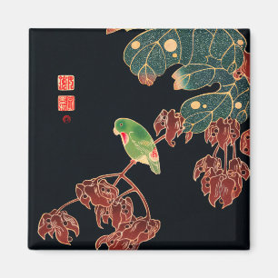 The Paroquet Colourful Bird Japanese illustration Magnet
