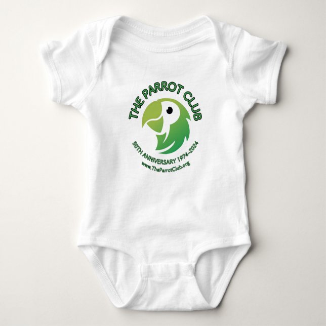The Parrot Club 50th Anniversary Baby Bodysuit (Front)