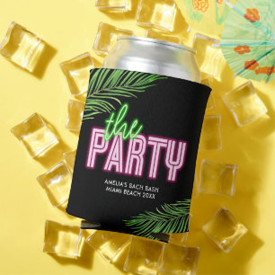 The Party Green & Pink Tropical Bach Can Cooler