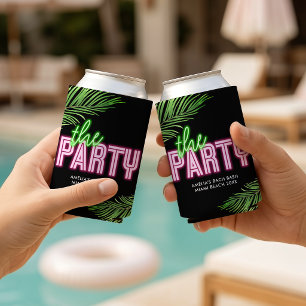 The Party Green & Pink Tropical Bach Can Cooler