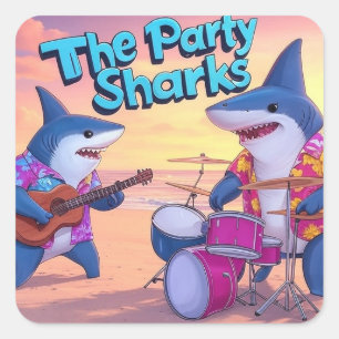 The Party Sharks Band Square Sticker