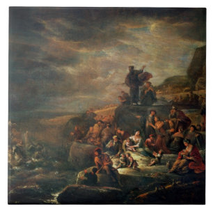 The Passage of the Red Sea (oil on canvas) Tile