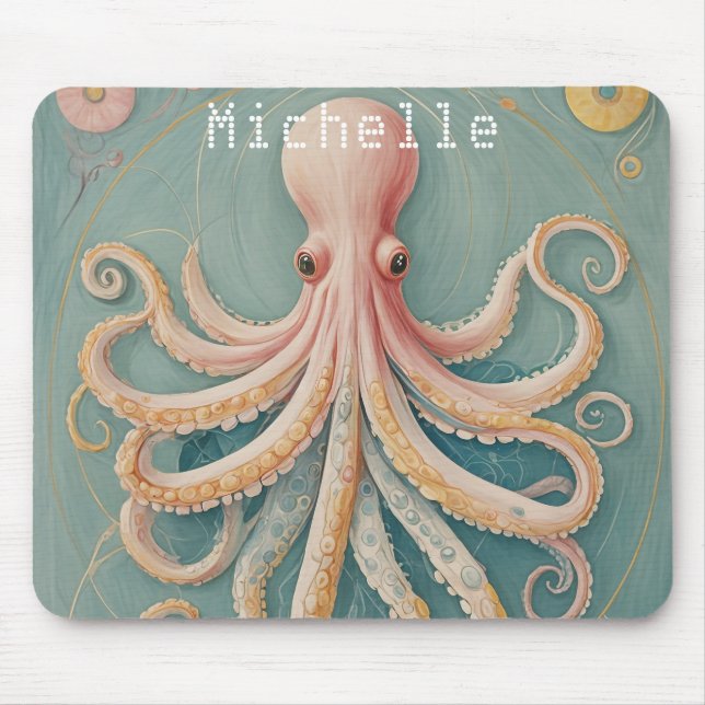 The Pastel Octopus of Enchanted Reef Mouse Pad (Front)