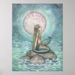 The Pastel Sea Mermaid Fantasy Watercolor Art Poster