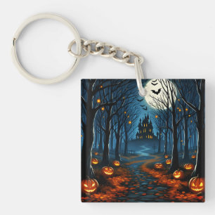 The path of the haunted forest - Halloween Key Ring