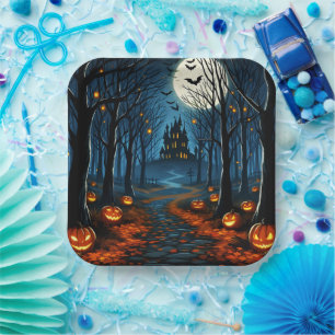 The path of the haunted forest - Halloween Paper Plate