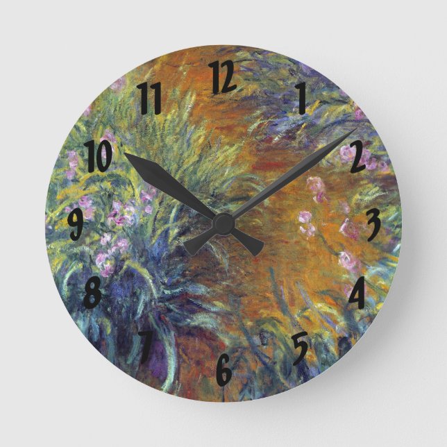 The Path Through the Irises by Claude Monet Round Clock (Front)