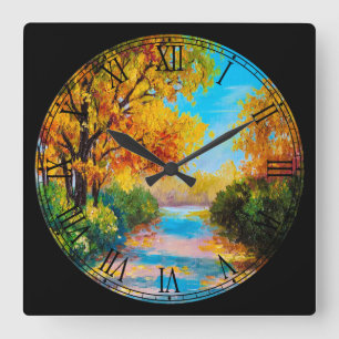 The Pathway Fine Art Roman Numeral Square Wall Clock