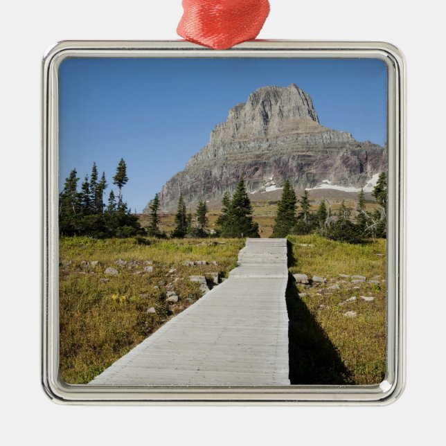 The pathway to the view of Hidden Lake Metal Ornament (Front)