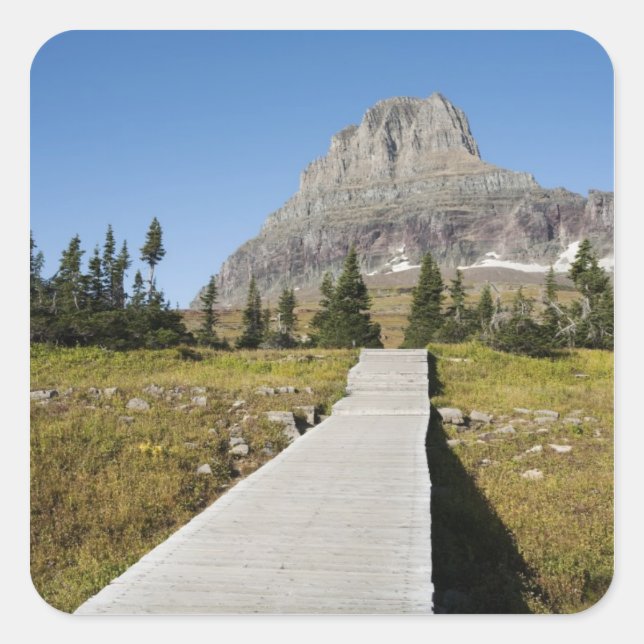 The pathway to the view of Hidden Lake Square Sticker (Front)
